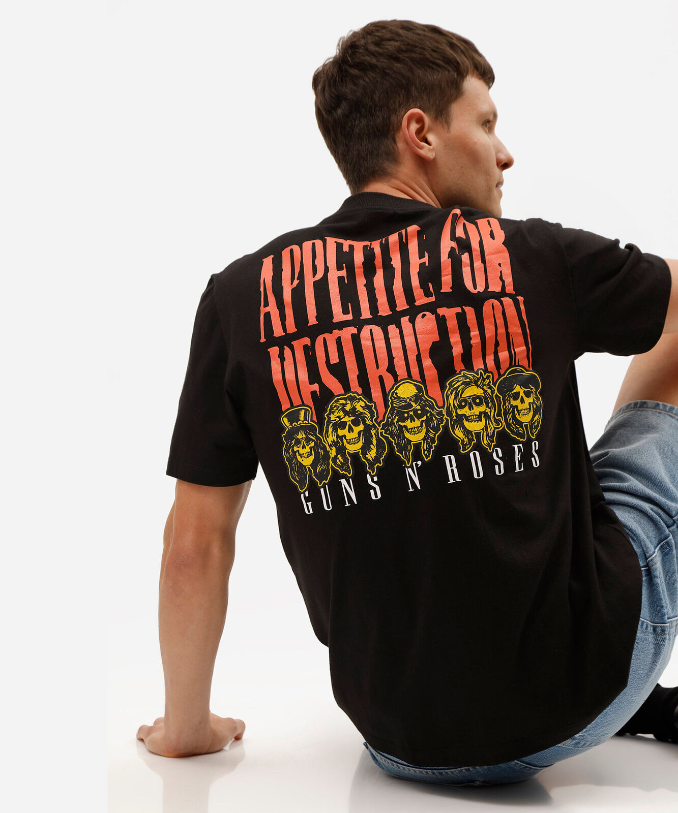 camiseta masculina de algodão guns n roses preta