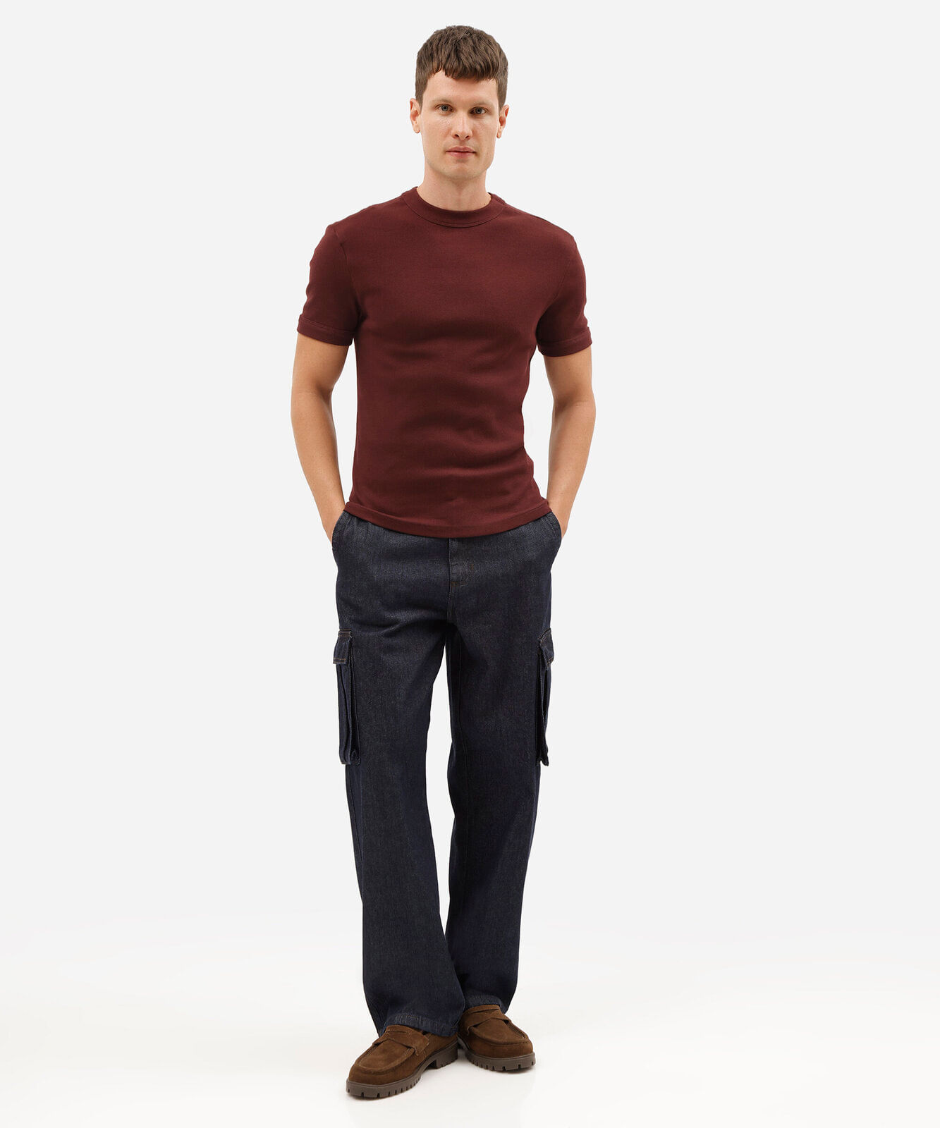 calça baggy cargo masculina jeans azul