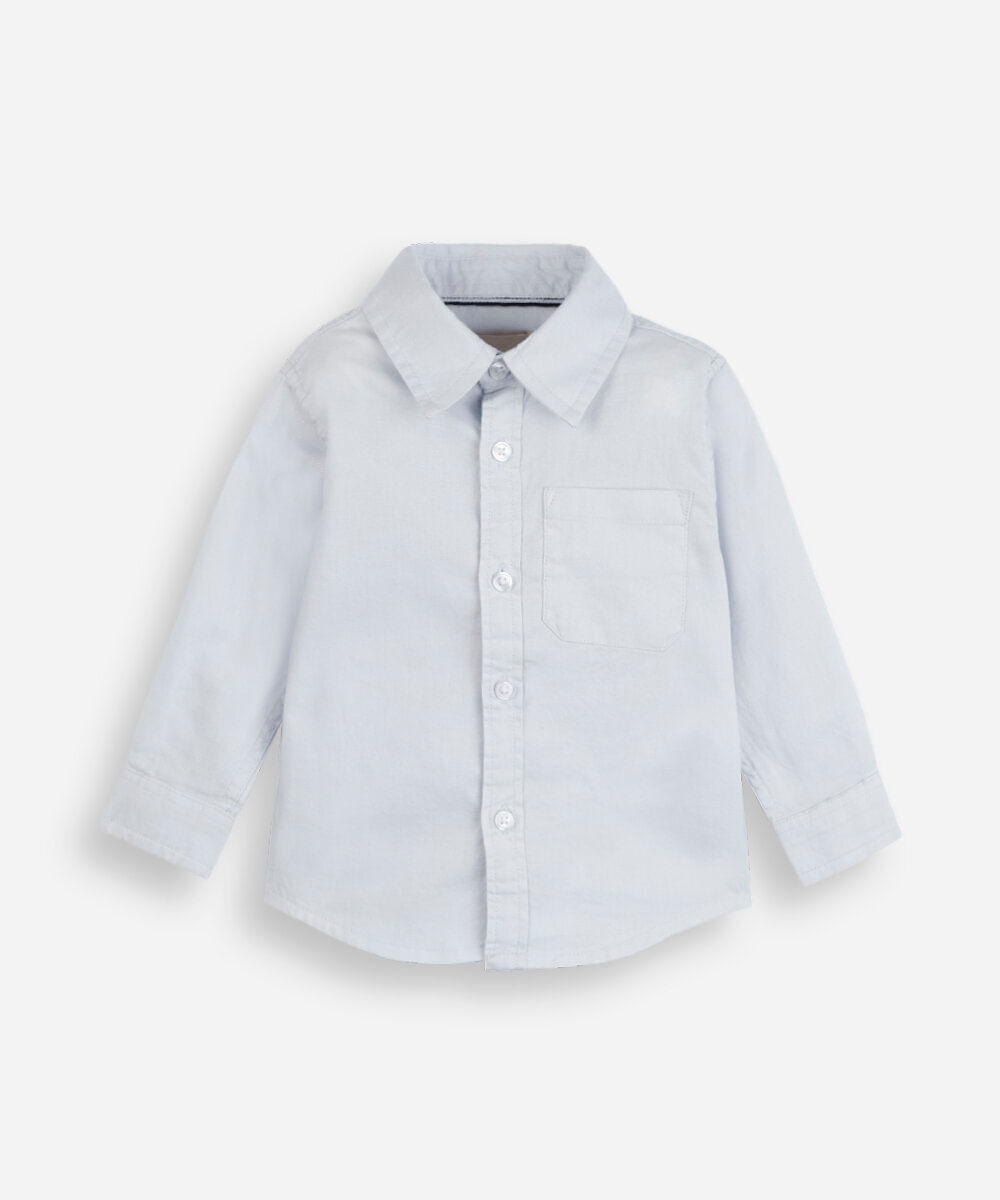 camisa infantil oxford manga longa azul