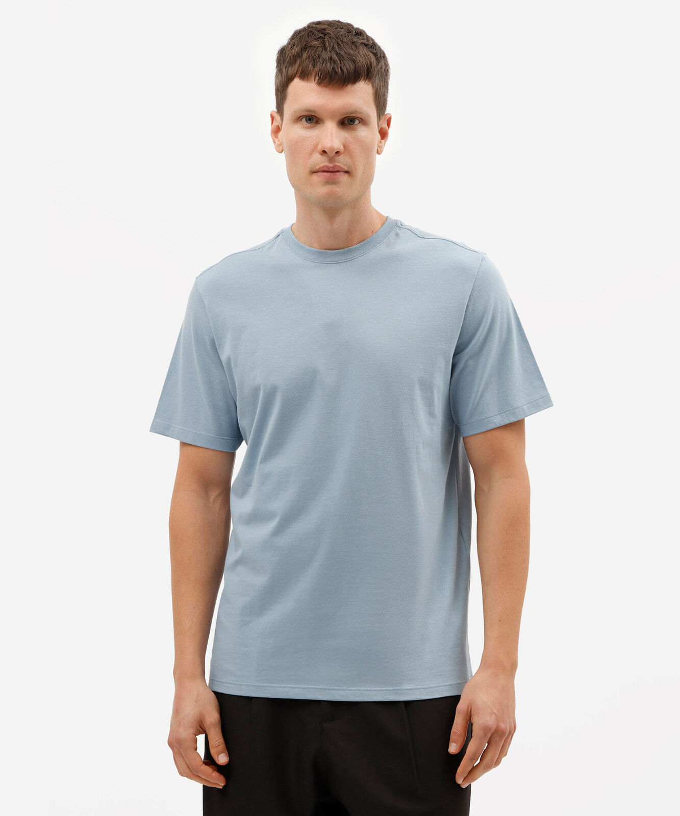 camiseta masculina básica comfort de malha azul