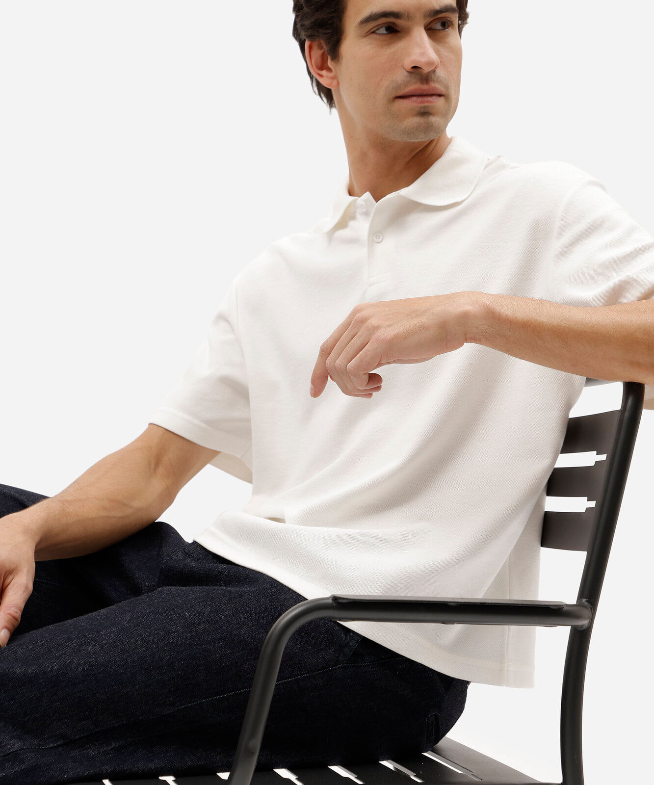 camisa polo masculina de algodão piquet com modelagem box off white