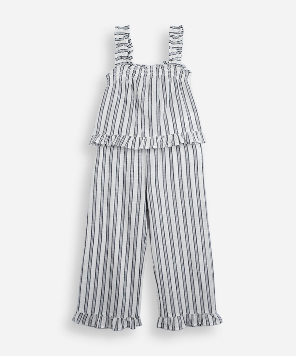 conjunto infantil palomino cropped e calça pantalona listrado de algodão colorido