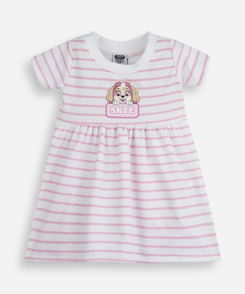 vestido infantil listrado skye patrulha canina off white