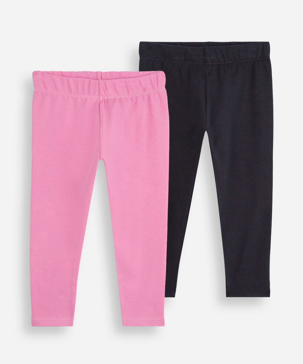 kit de 2 calças legging infantil de algodão colorido