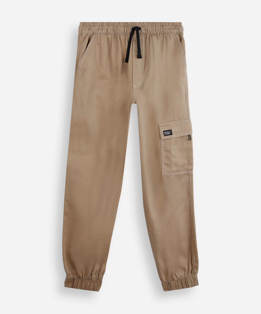 calça jogger de sarja juvenil marrom
