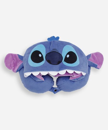 apoio de pescoço stitch com capuz azul UNICO