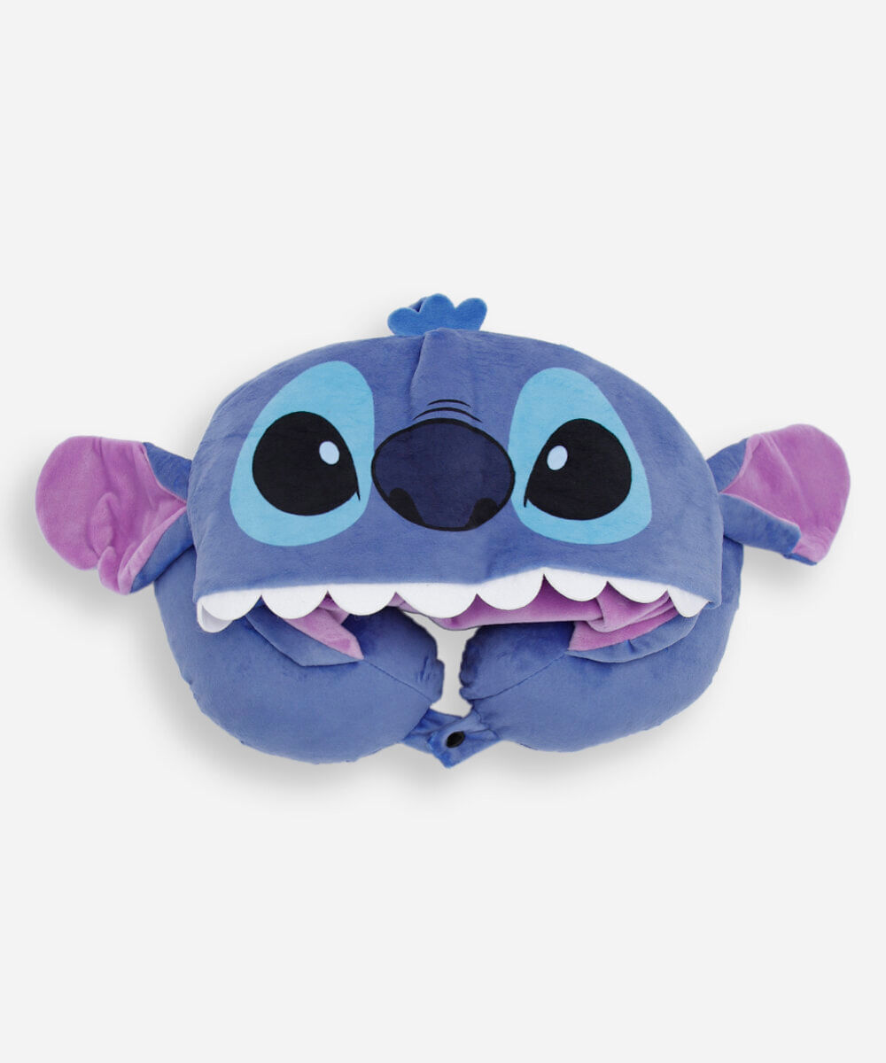 apoio de pescoço stitch com capuz azul