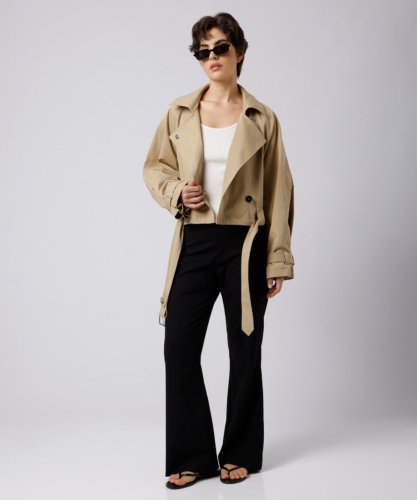 calça flare de alfaiataria feminina cintura alta mindset preta
