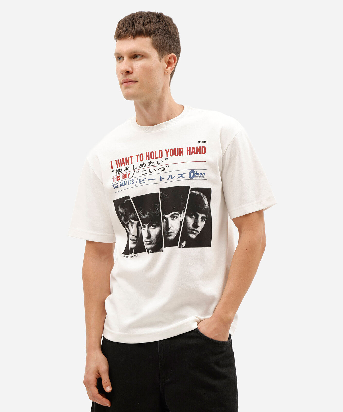 camiseta masculina com algodão manga curta the beatles off white