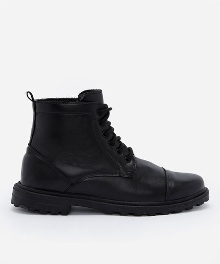 bota coturno cano médio masculina em pu tratorada preta 38