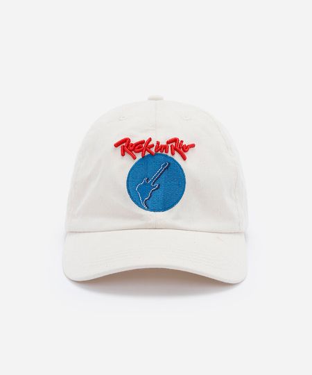 boné masculino aba curva rock in rio com bordado bege UNICO
