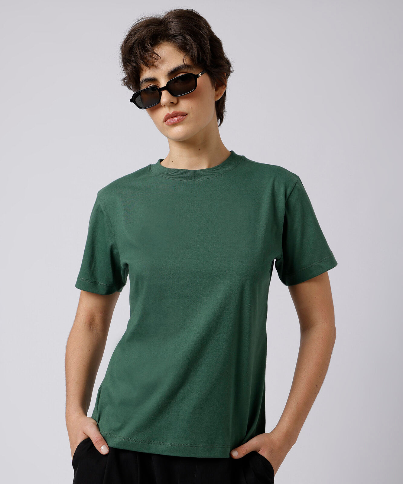 camiseta feminina de algodão manga curta mindset verde