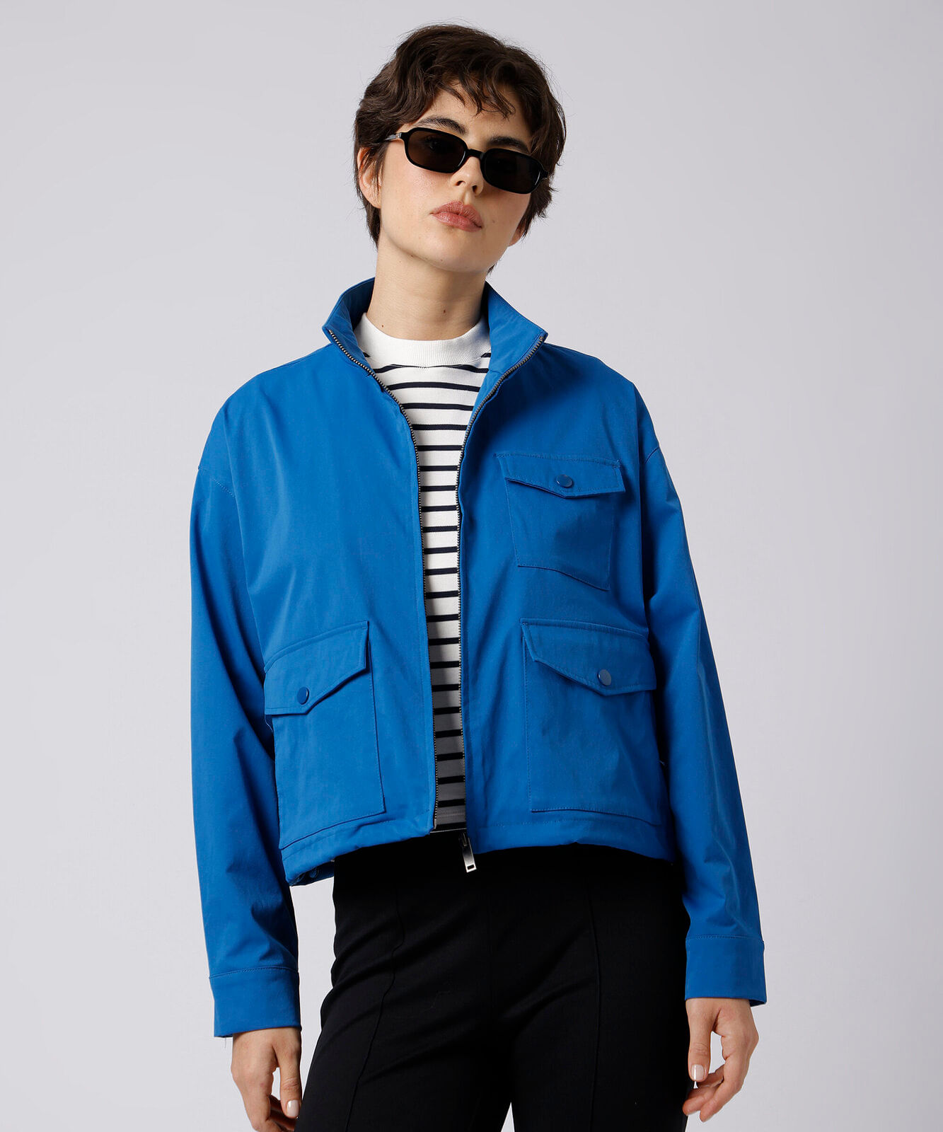 jaqueta feminina funnel neck mindset azul