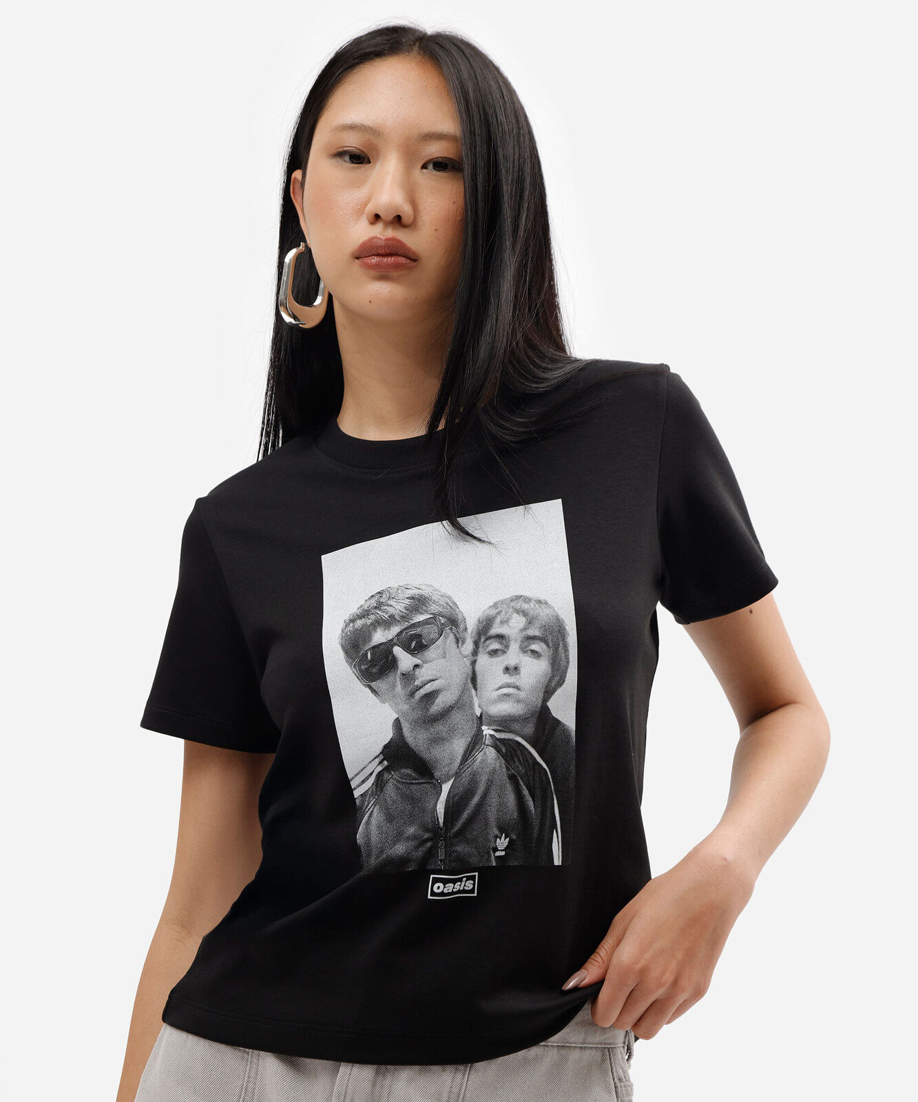 camiseta feminina de algodão manga curta oasis preta