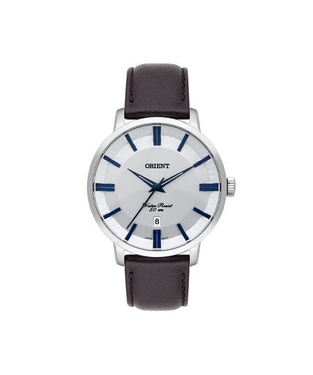 relógio masculino orient analógico calendário mbsc1038 s1nx prateado UNICO