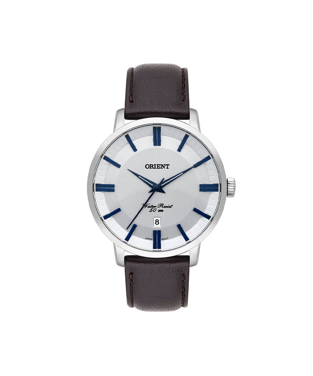 relógio masculino orient analógico calendário mbsc1038 s1nx prateado