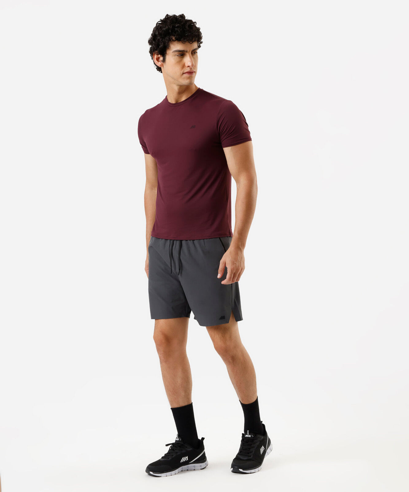 short masculino esportivo cós elástico cinza
