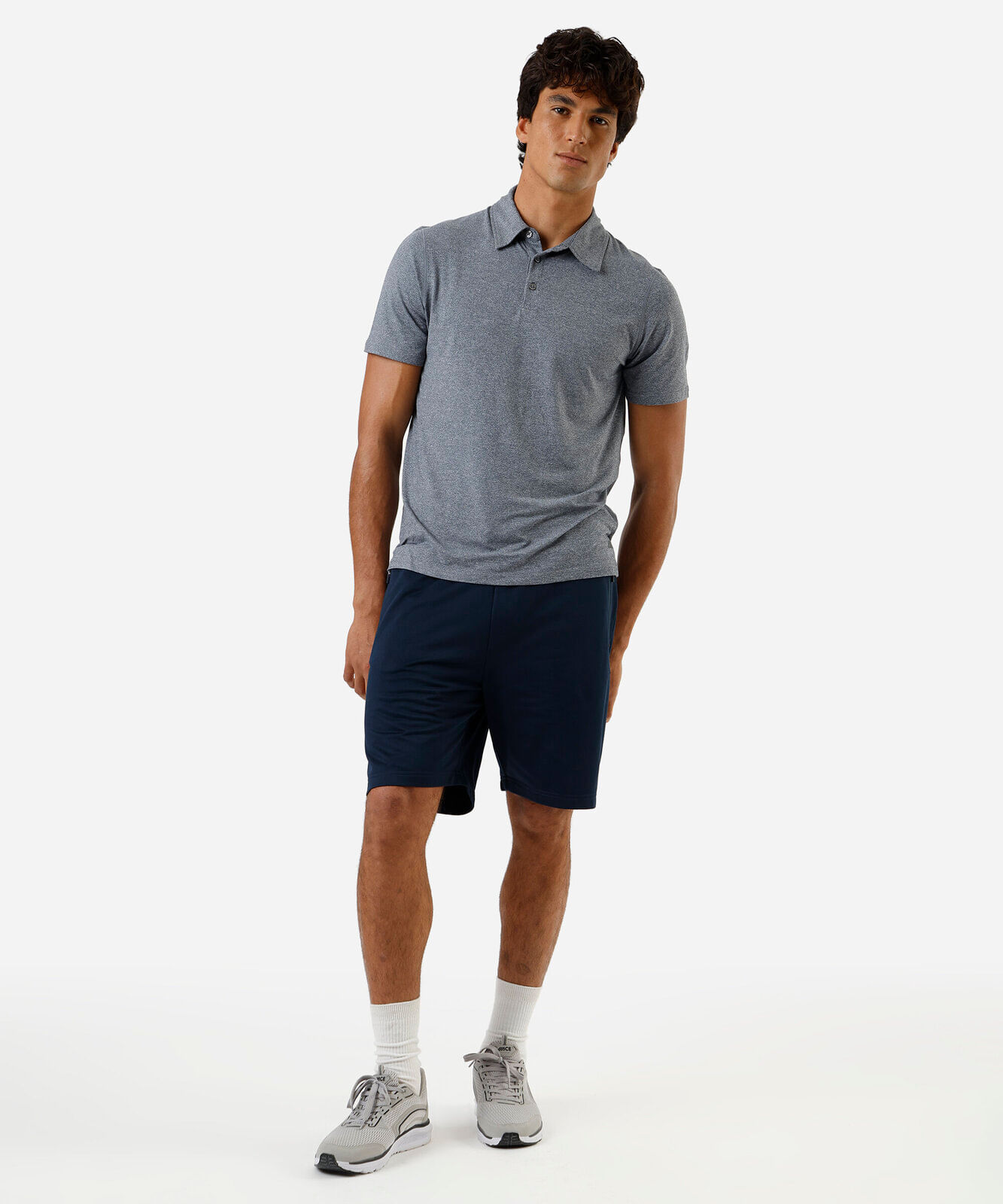short masculino esportivo bolso com zíper azul