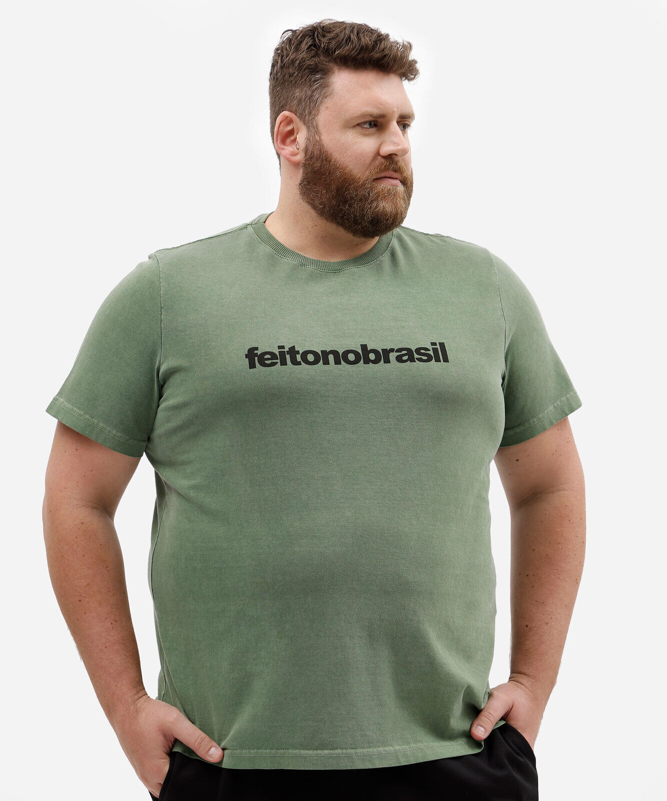 camiseta masculina de algodão manga curta estampada estonada plus size verde
