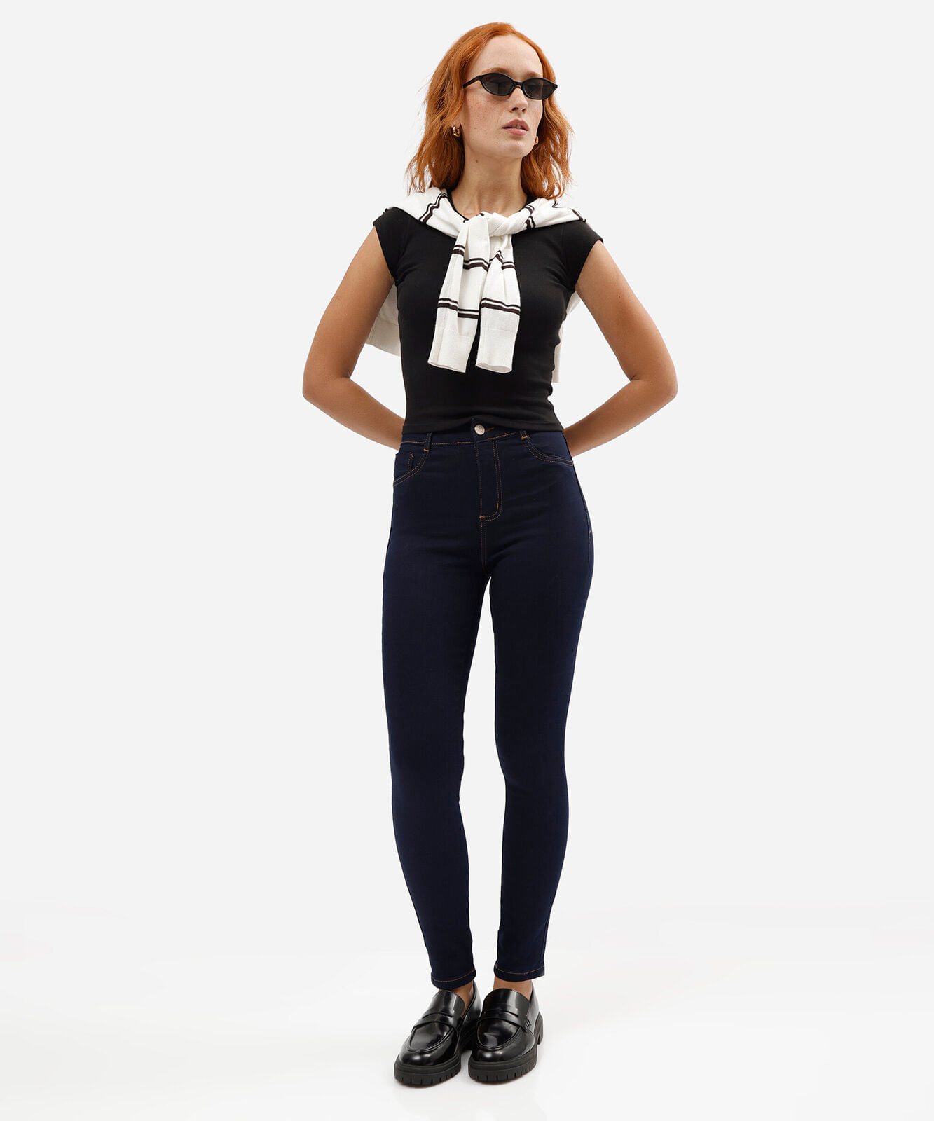 calça jeans cigarrete feminina sawary azul