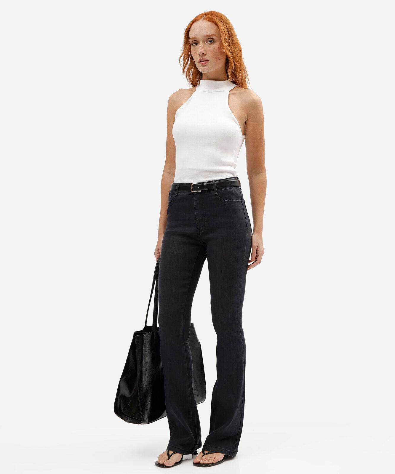calça boot cut feminina jeans sawary preta