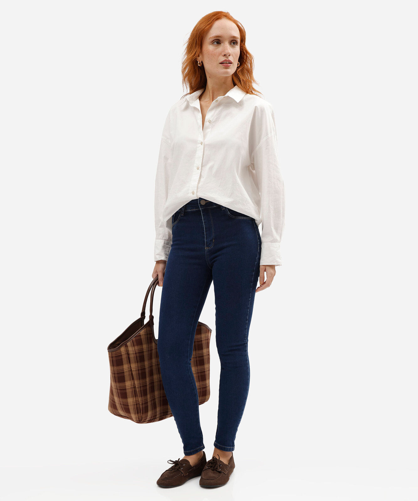 calça jeans cigarrete push up cintura alta sawary azul