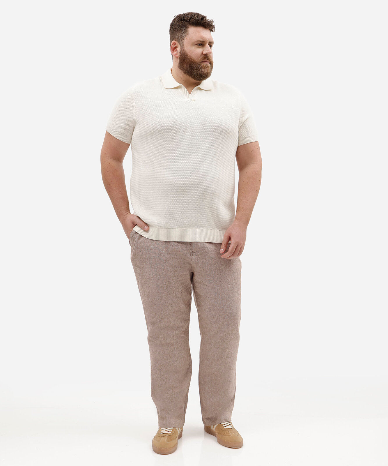 calça jogger masculina com linho plus size bege