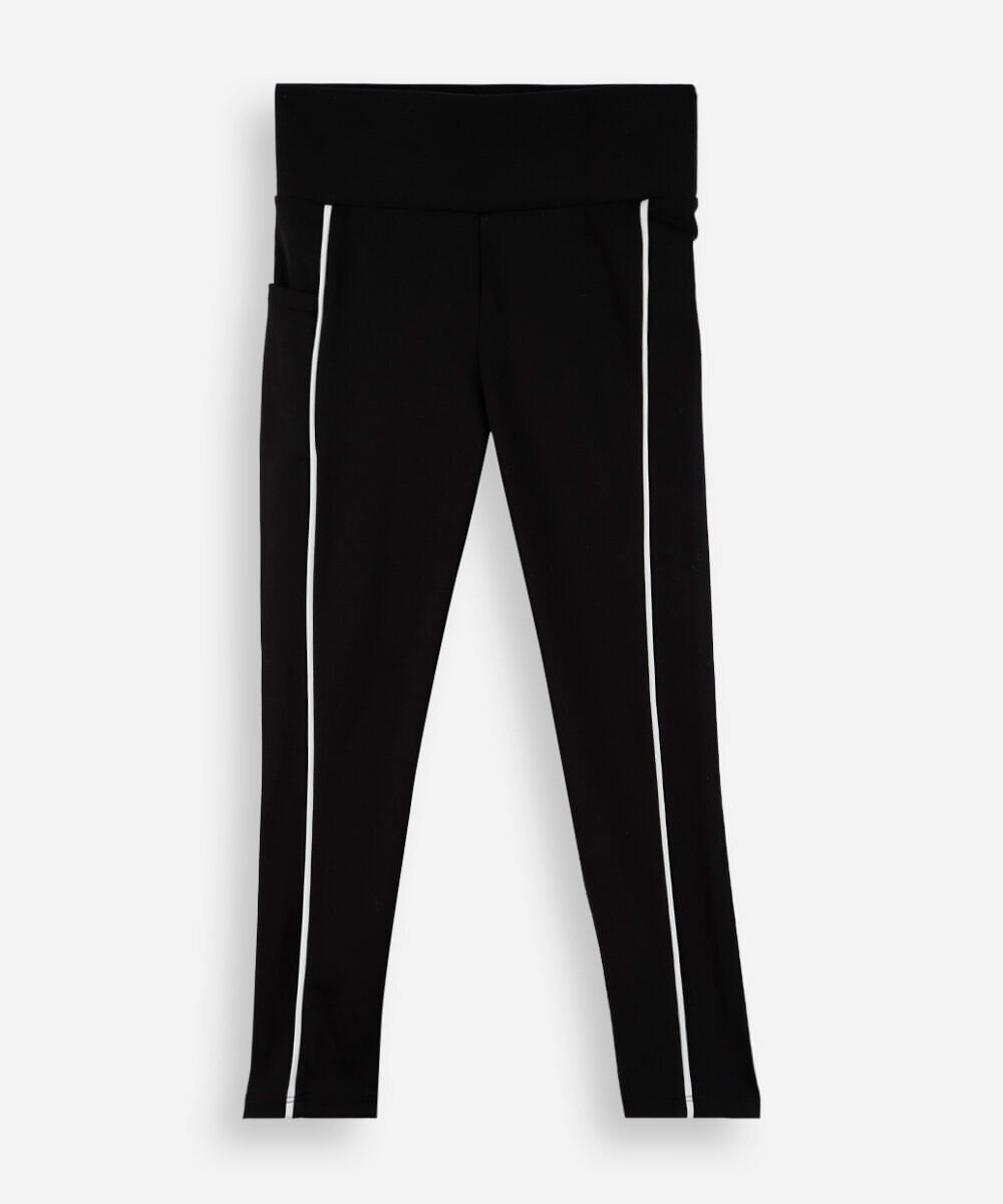 calça legging esportiva infantil com nervura preta