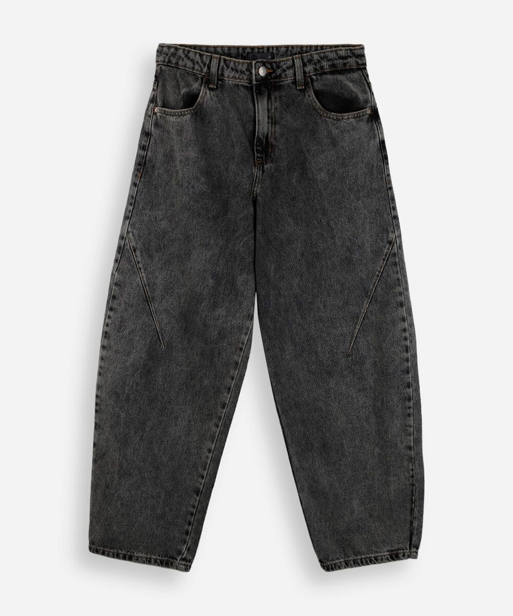 calça barrel juvenil jeans preta