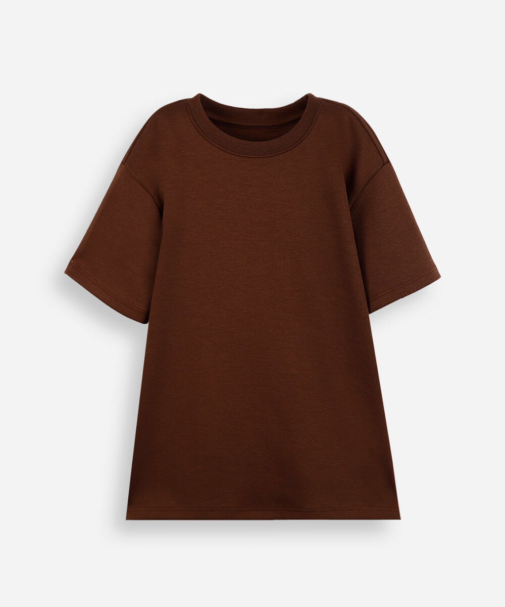 camiseta infantil de algodão peruano marrom