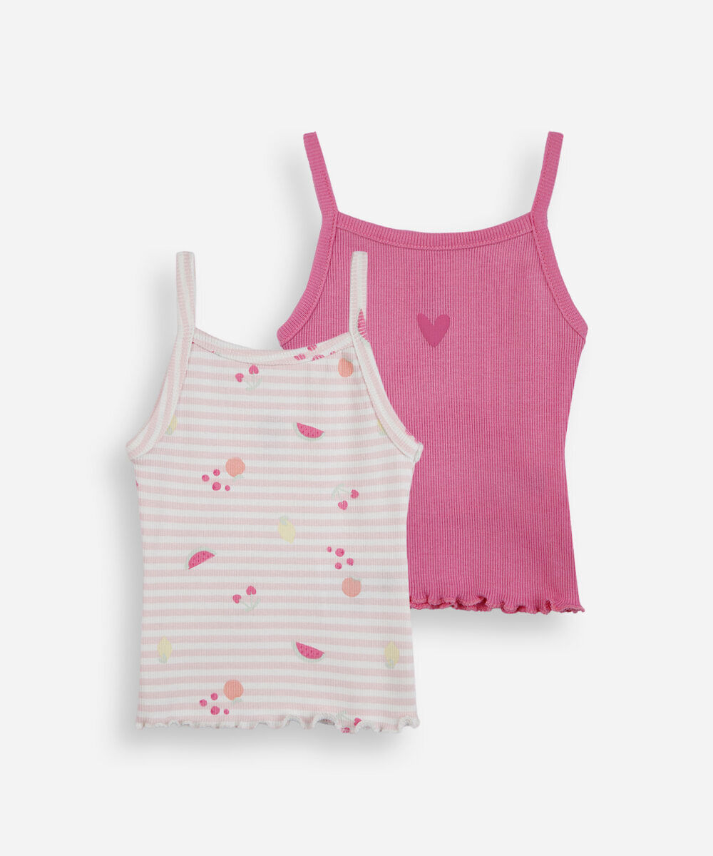 kit de 2 regatas infantil de algodão listrado colorido