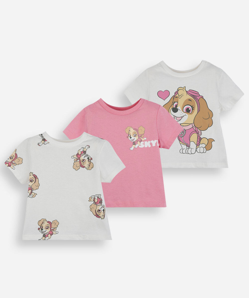 kit de 3 camisetas infantil manga curta patrulha canina colorido