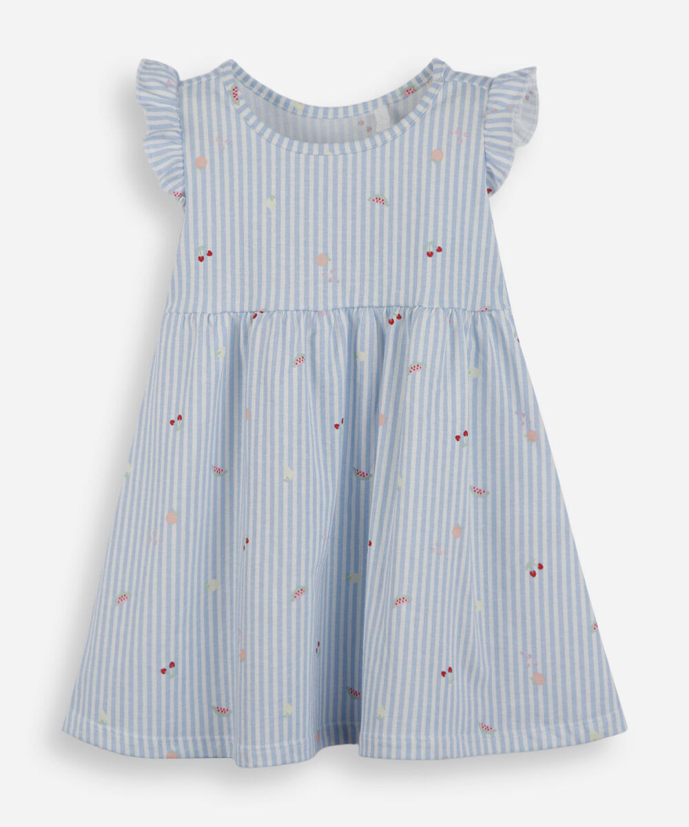 vestido infantil de algodão listrado azul