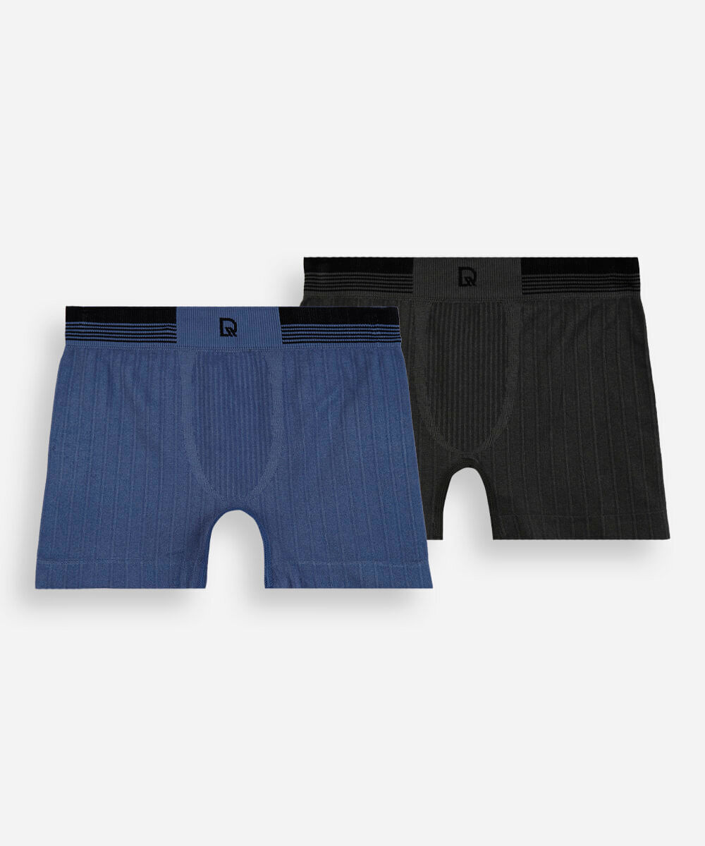kit de 2 cuecas boxer infantil sem costura delrio colorido