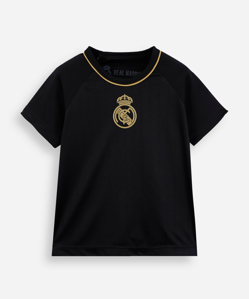 camiseta infantil manga curta real madrid preto