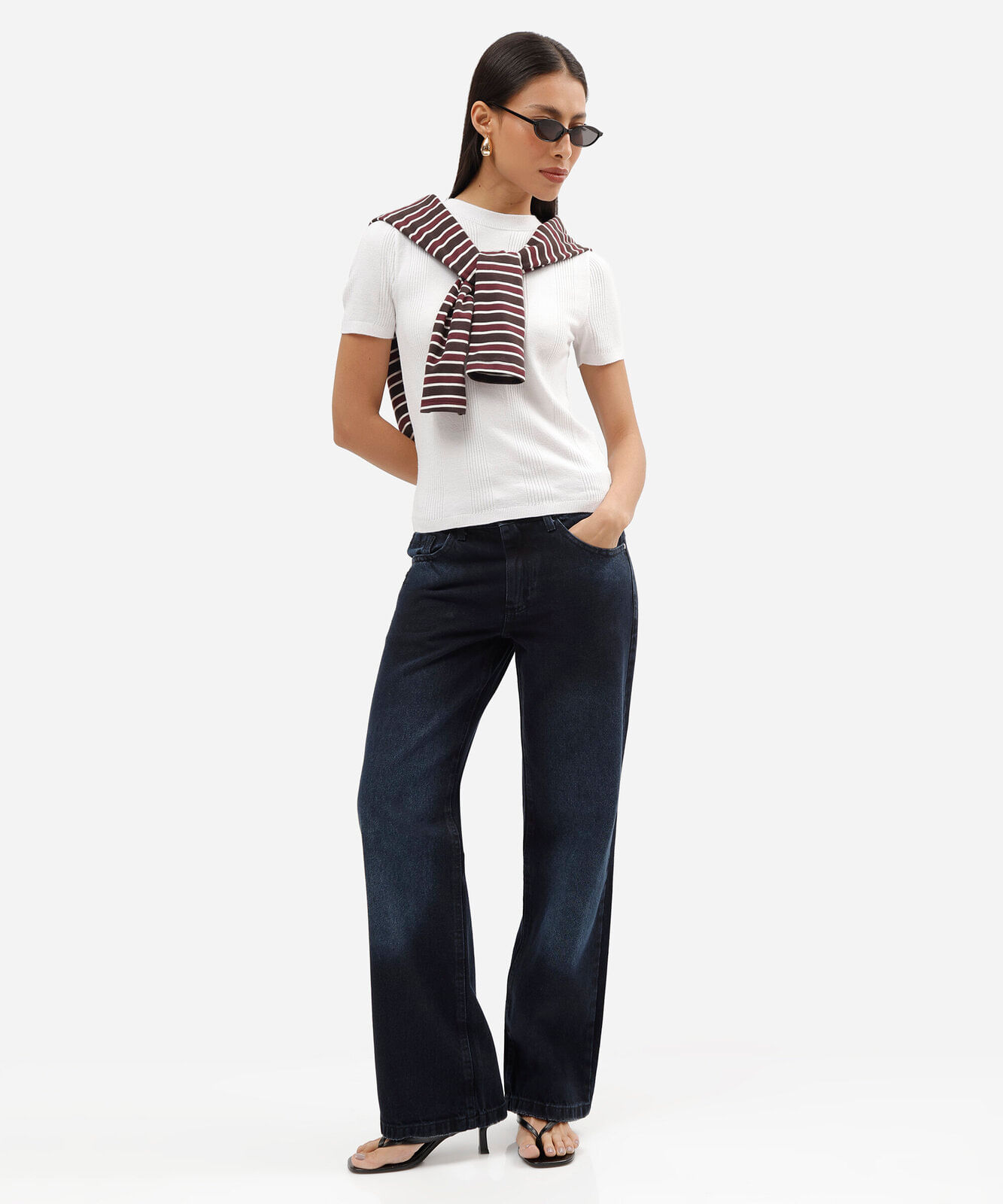 calça wide leg slim feminina jeans cintura baixa azul