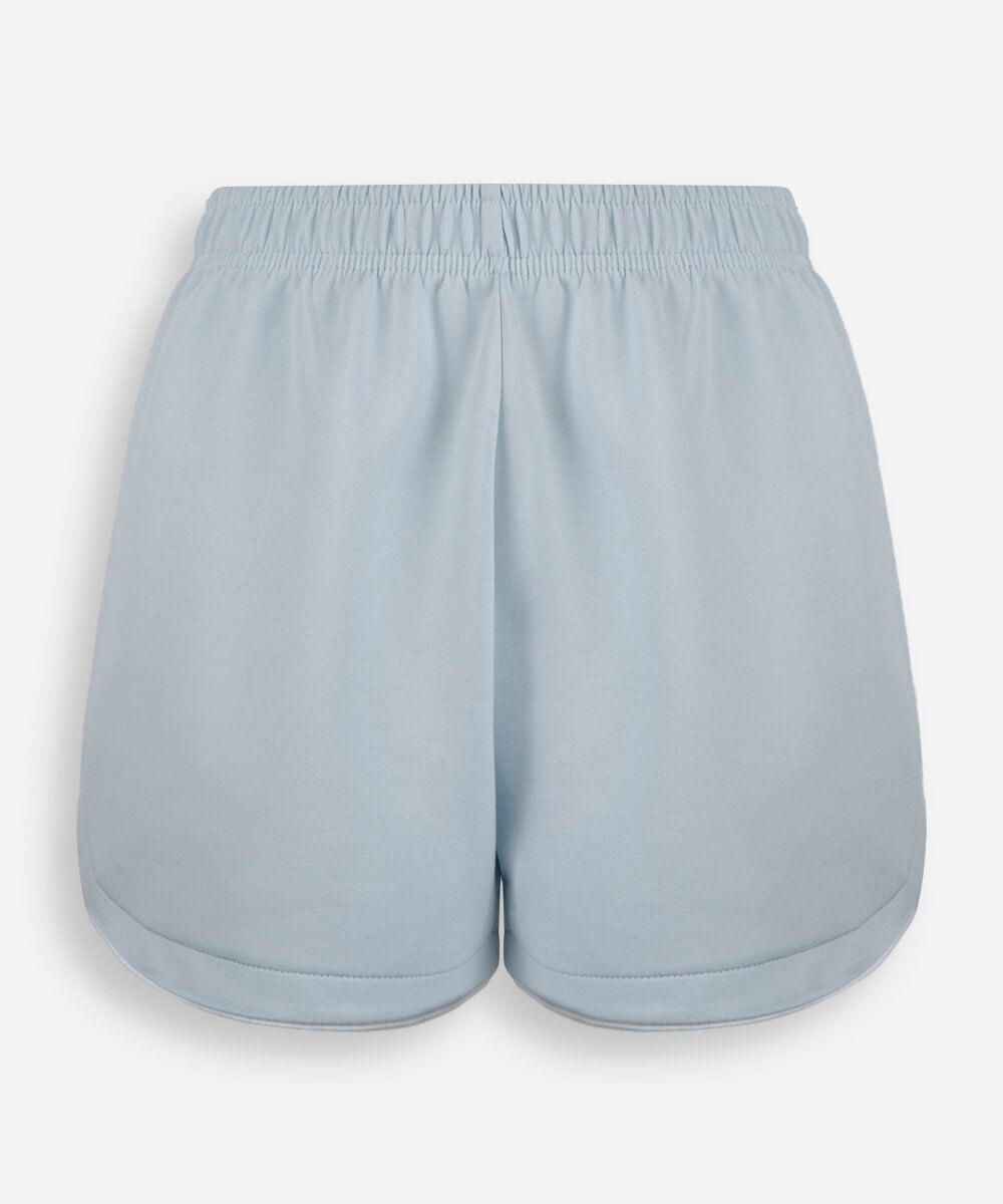 short running juvenil de moletom cós elástico azul