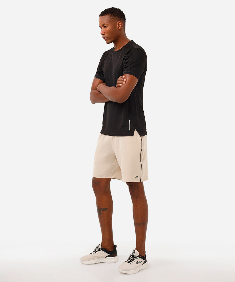 bermuda esportiva masculina com bolsos bege