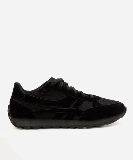 tênis casual masculino com recortes tratorado preto 42
