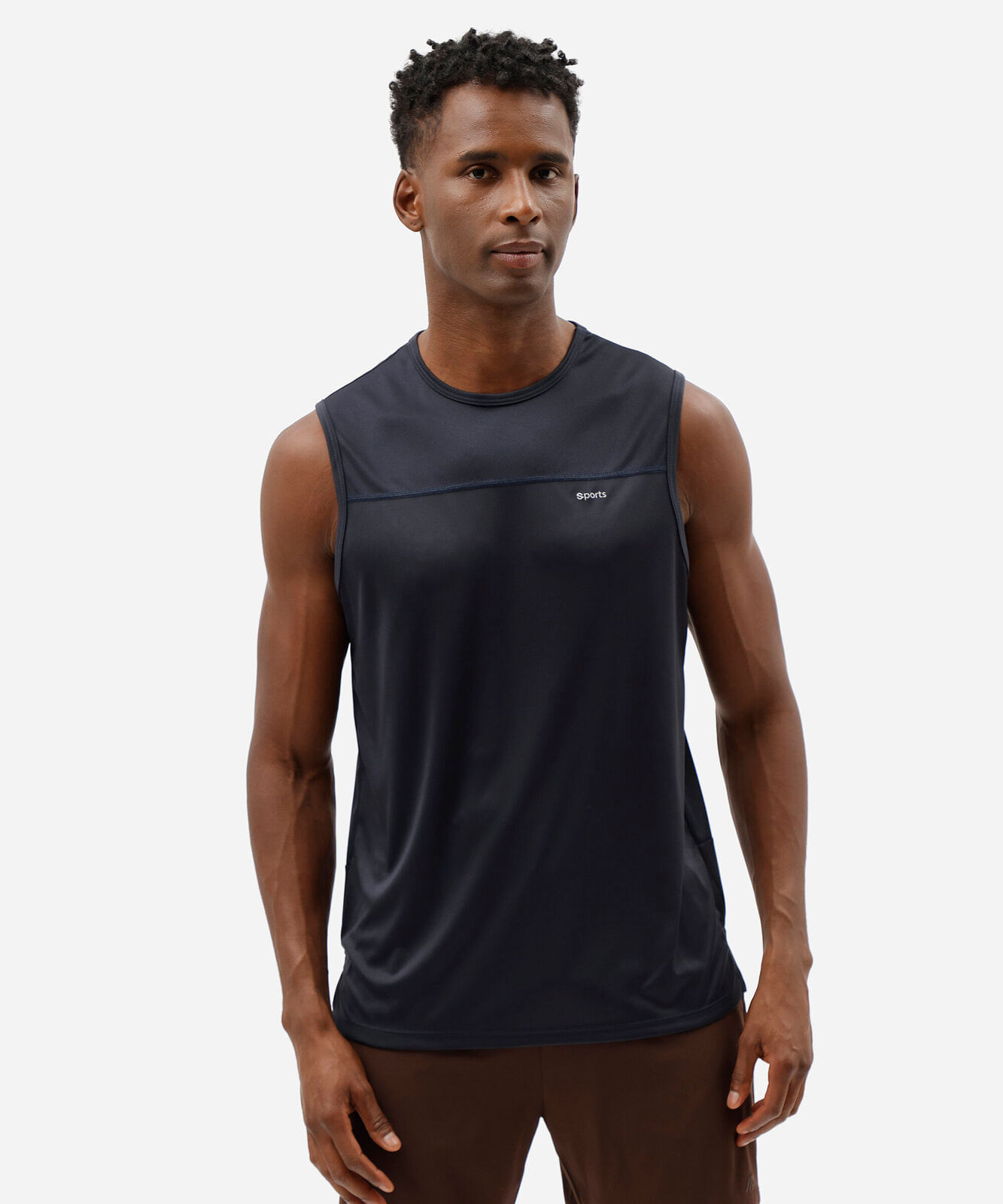 regata masculina esportiva ace com recortes estampada azul