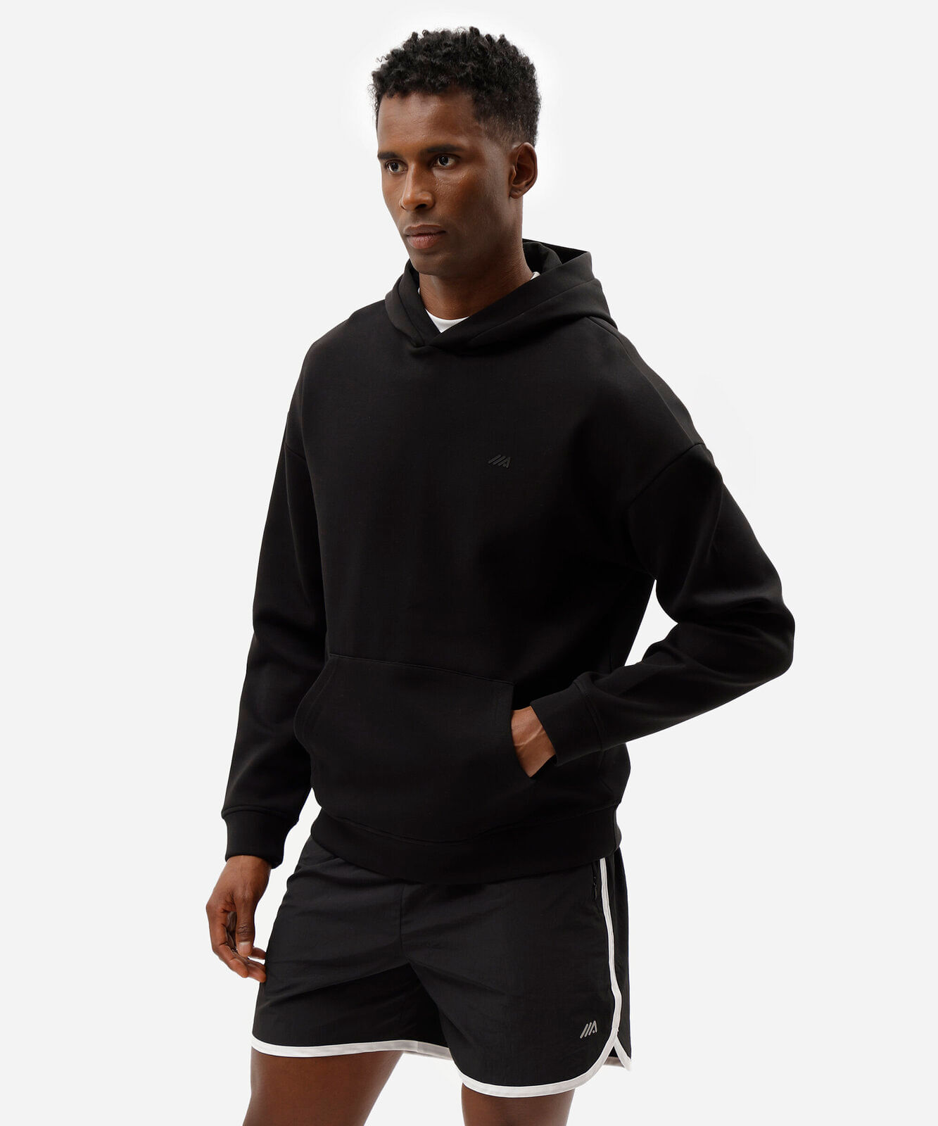 blusão esportivo masculino de moletom com capuz preto