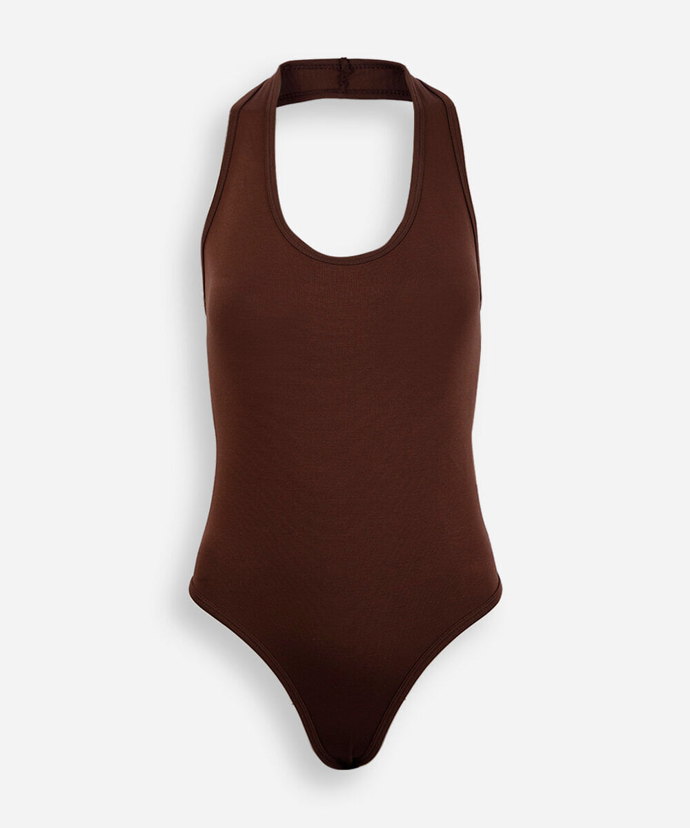 body frente única juvenil com viscose marrom