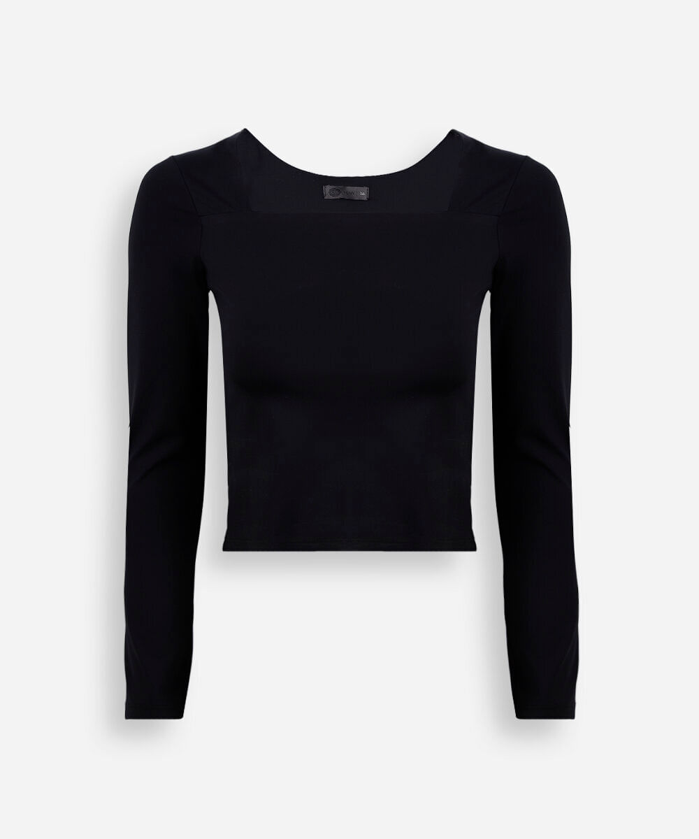 blusa juvenil manga longa preta