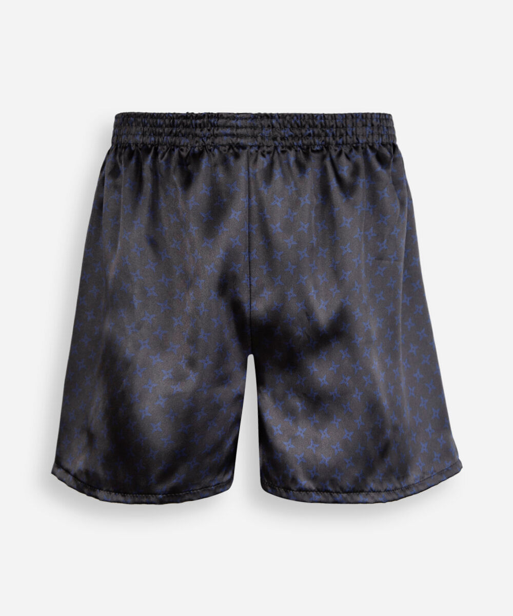 cueca samba canção masculina estampada acetinada preta
