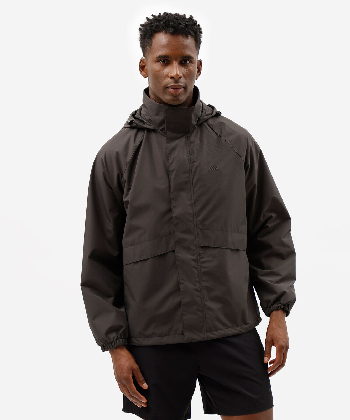 jaqueta corta vento masculina esportiva com capuz preta