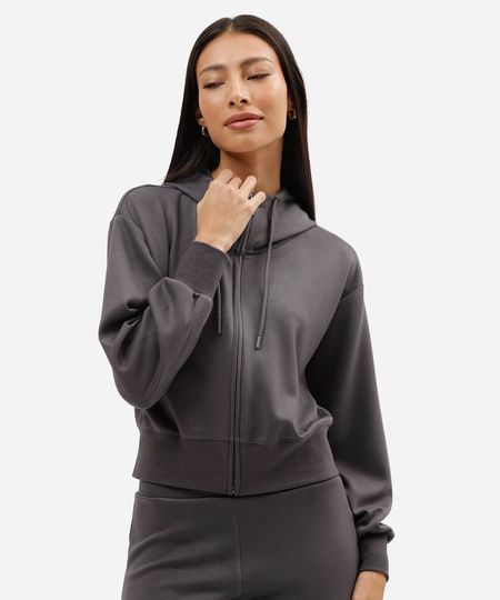 jaqueta de pijama feminina com viscose e capuz cinza M