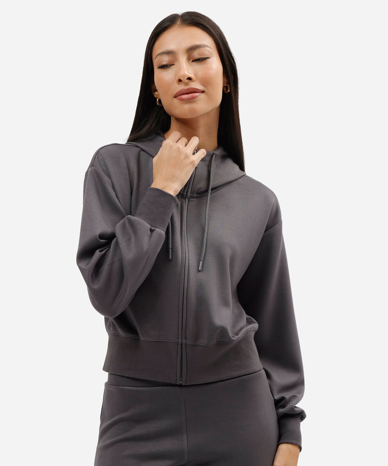 jaqueta de pijama feminina com viscose e capuz cinza