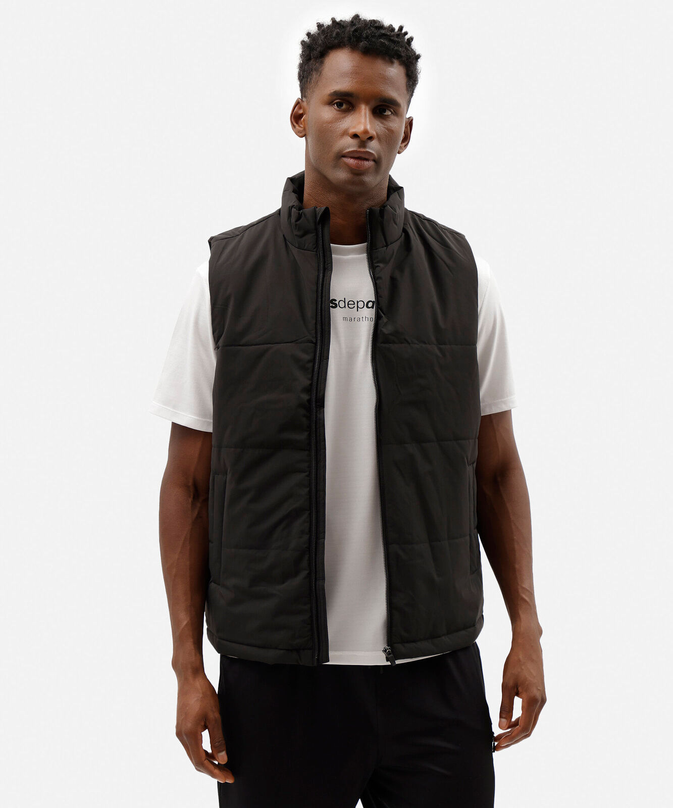 colete puffer esportivo masculino gola alta preto
