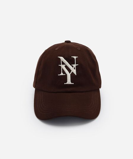 boné masculino aba curva maleável ny marrom UNICO