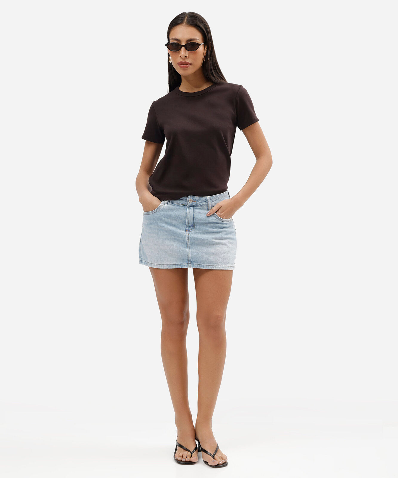 short saia feminino jeans cintura baixa azul